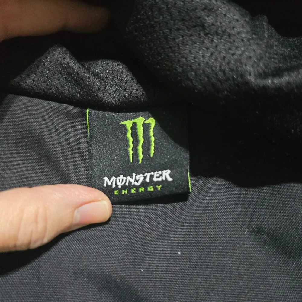 Monster Energy Windbreaker Jacket Mens 3XL Black Grey Hooded Mesh Lined Full Zip